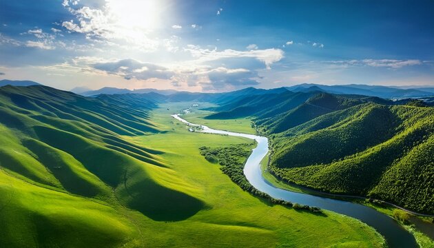 green valleys with rivers