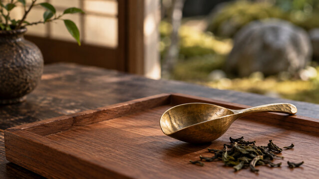 真鍮の茶匙の手仕事の質感
