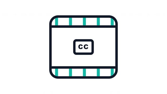 Closed captions icon on a film strip for video accessibility