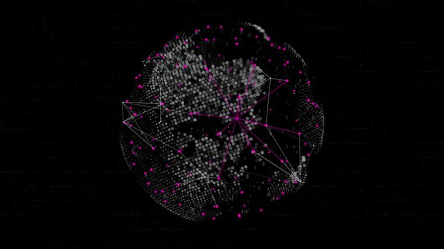 Digital globe animation showing interconnected network nodes and data flow