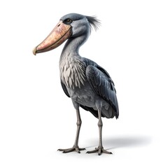 Fototapeta premium Close Up Portrait of Shoebill Stork Bird with Massive Shoe Shaped Bill Isolated on White Background