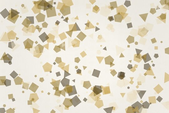 Geometric scatter pattern with beige shapes like triangles and squares for festive stationery.