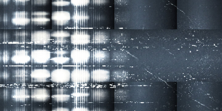 Geometric glitch grid background with dark blue panels for technology and coding themes.