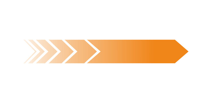 An orange arrow pointing to the right, indicating direction or progress, with a fading effect