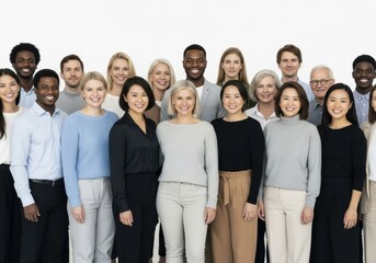 Fototapeta premium Diverse group of professional people standing together isolated on white background