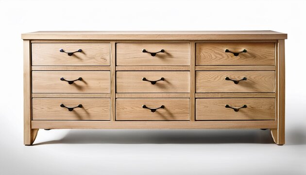 light wood dresser on a white background wooden chest of drawers with shadow