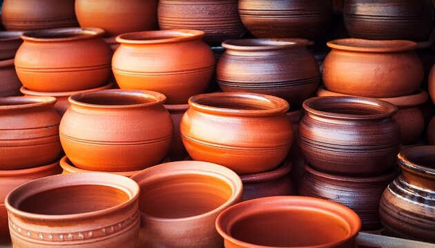 clay pots in the market