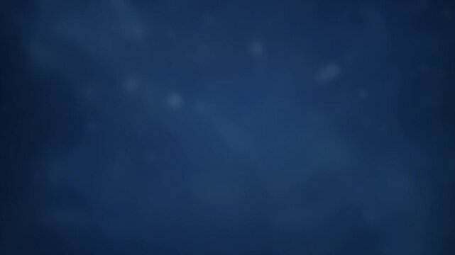 Moving abstract blurred white particles on deep blue background, slow calm gradient for dreamy sleep ambience