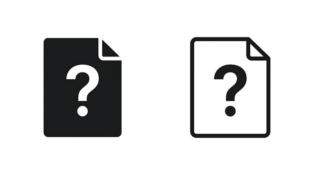 Minimalist document file icons with question mark symbols for UI and web design.