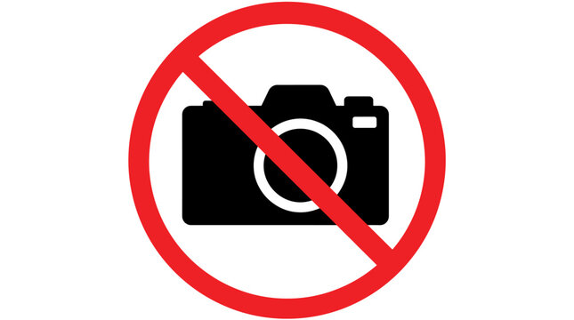 Red and black no photography camera sign.