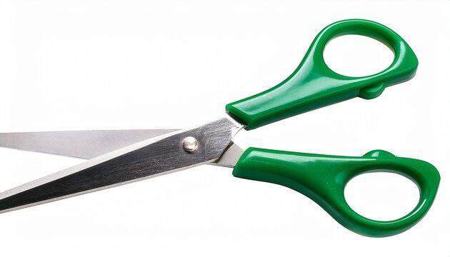 school scissors open green handle isolated on white transparent