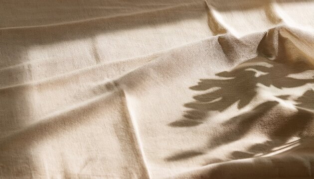 cream cotton linen fabric with window and leaf shadow