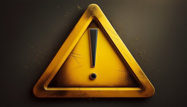 yellow triangle warning sign with exclamation mark on isolated background