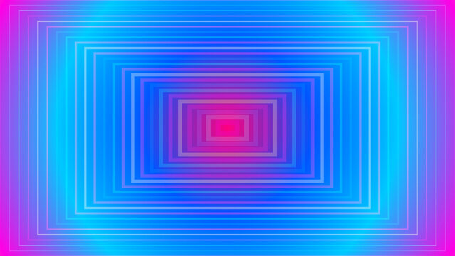 Abstract pixel art rectangle tunnel with blue and purple