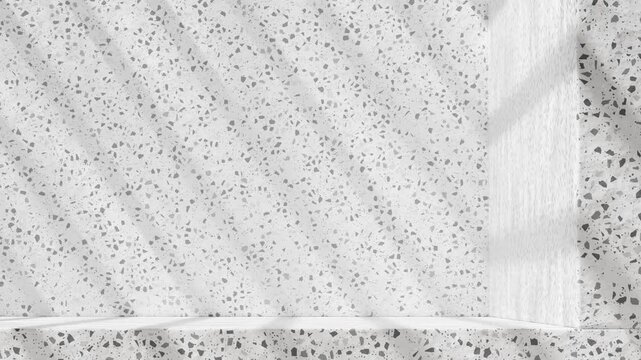 video footage of backdrop poster header, on a bare neutral-toned environment with light tan color
