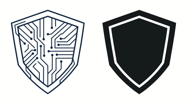 Cyber security shield icons vector illustration representing digital protection, data privacy, and electronic network safety.