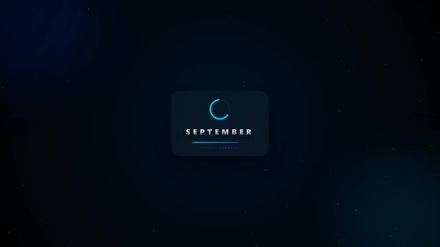 Dark blue background with digital countdown clock and september month label. Minimalist modern graphic art suitable for calendar designs and digital presentations.