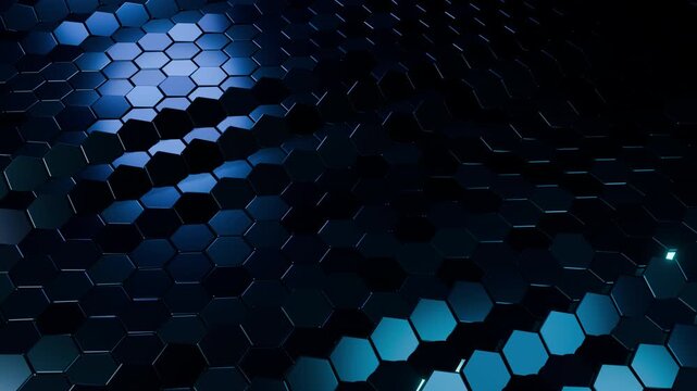 Kinetic Hexagonal Tile Cascade on Luminous Technology Surface