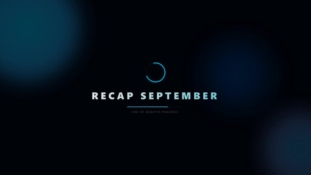 Social media posts, presentations, and website banners for september recaps. Blue glowing circle standing out in dark background.