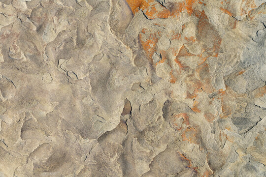 Quebec, Canada, 28 July 2026 : Close-up view of a natural rock surface with rough texture and varying earthy tones.