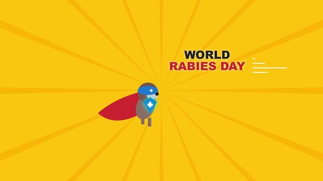 Rabies Awareness Concept with Cartoon Superhero Dog Illustration