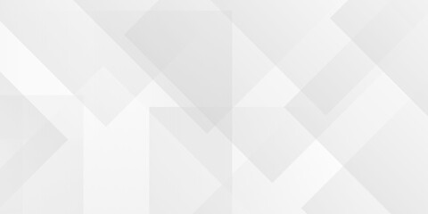 Obraz premium Abstract white and gray banner overlap triangle cube technology brochure diamond web design. rectangle white web material triangle tech element transparent layers banner background.