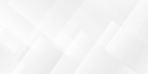 Obraz premium Abstract white and gray banner overlap triangle cube technology brochure diamond web design. rectangle white web material triangle tech element transparent layers banner background.