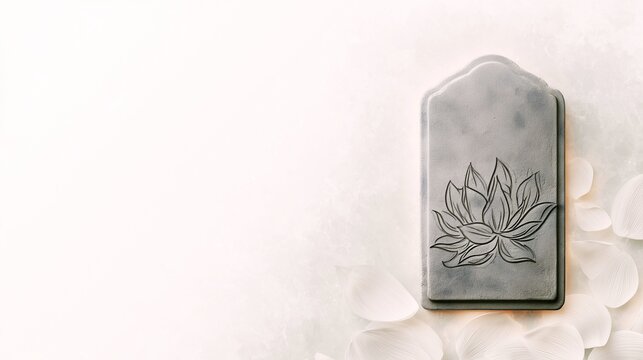 Minimalist Japanese-Style Design with Lotus Flower Relief Plate (Includes Copy Space)