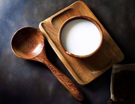 wooden spoon milk rustic background food drink texture photography