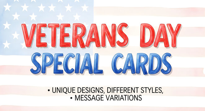 Patriotic veterans day special cards design featuring the american flag background concept