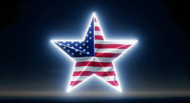 Glowing american flag star design for honoring heroes on veterans day celebration