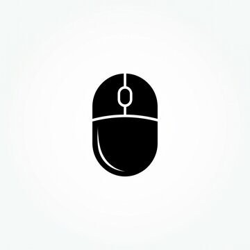 Computer Mouse Black Glyph Icon Isolated on White Background