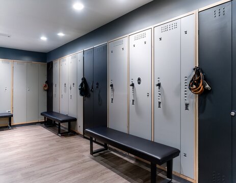 modern locker room with hooks and seating clean minimalist changing space for sports or fitness facilities