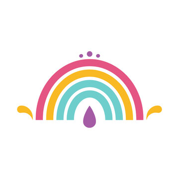 Colorful rainbow with dots and a drop