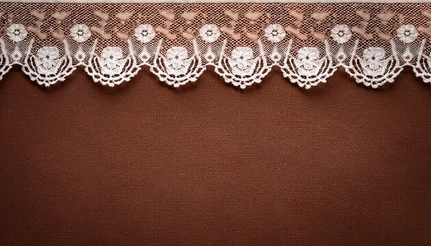 lace border on brown background textured surface vintage style isolated space