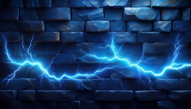 blue lightning effects on a dark stone wall