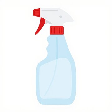 Clear Plastic Spray Bottle Vector Illustration for Minimalist Design - Red and White Trigger