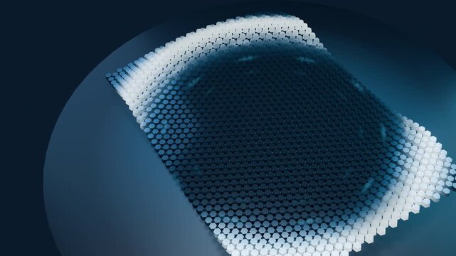 Radial Hexagon Iris Bloom Glowing Blue Tech Loop