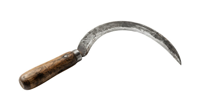vintage farm sickle agricultural harvesting tool.