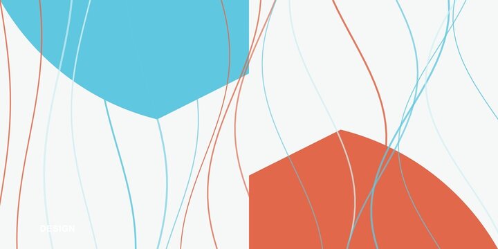 Abstract geometric shapes with thin wavy lines pattern