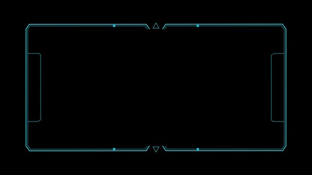 Futuristic Neon Blue Universal Technology Line and frame Video overlay Futuristic HUD Head up display interface template with basic geometry line element. Universal Technology Line and frame Video.