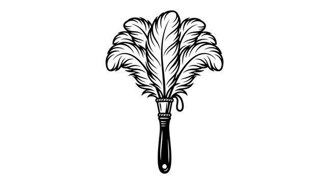 Handheld feather duster cleaning tool decorative illustration