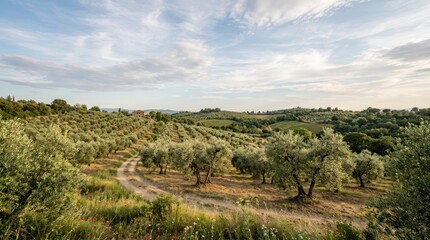Obraz premium Olive grove landscape rural agriculture nature scenic view