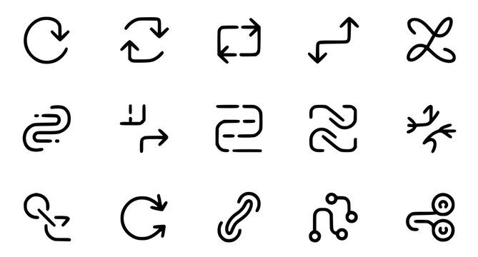 Abstract Transition Line Icons Set &ndash; Update Conversion Path Process Flow and Transformation Vector