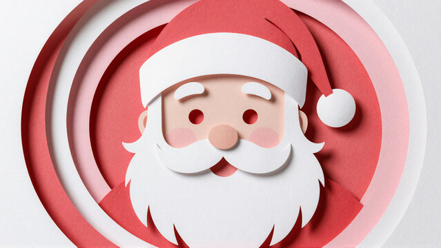 3D Paper Cut Style Santa Claus Portrait for Christmas