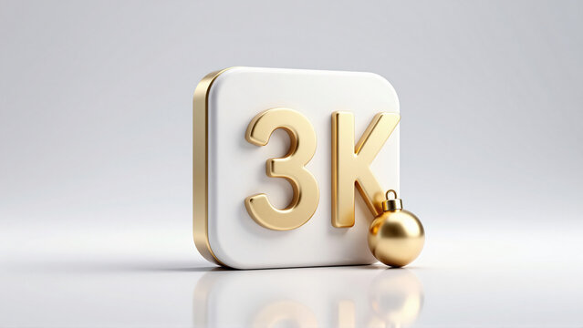 Festive Golden 3K Celebration Milestone Icon