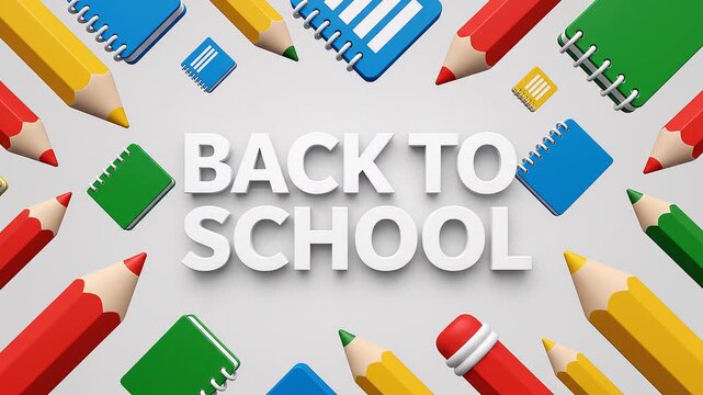 Colorful Educational Supplies Arrangement Surrounding Inspirational Academic Text for Students and Teachers Returning to Classroom Study Environments