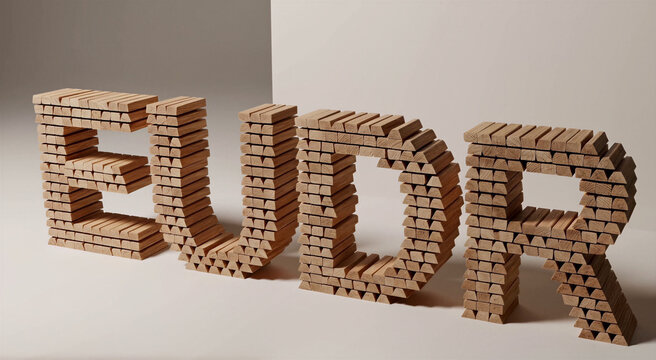 Wooden letters spell out EUDR in studio lighting