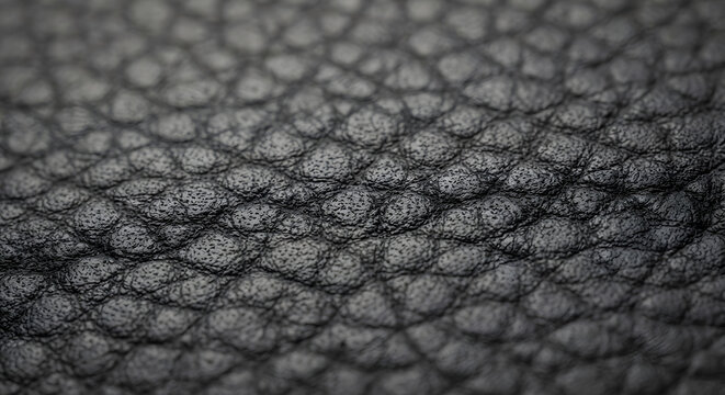 Close up of black leather texture with natural grain pattern