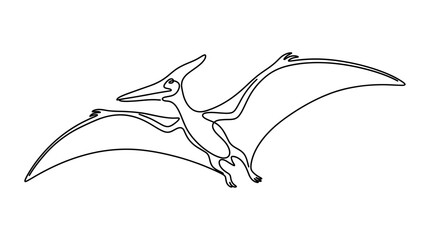 Pterodactyl Flying Continuous Line Art Drawing Minimalist © Akhsan